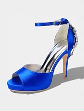 preiswerte Braut-Elegante Brautsandalen aus elfenbeinfarbenem Satin mit Knöchelriemen und Kristallverzierung an der Ferse – perfekt für eine Hochzeit in der Stadt.