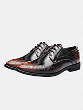 abordables Zapatos Derby-Zapatos de vestir oxford negros y marrones para hombre con textura de cocodrilo: zapatos formales de piel sintética para negocios, bodas y fiestas