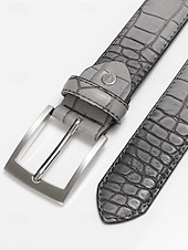 abordables Cinturones de hombre-Cinturón ajustable de piel sintética con estampado de cocodrilo para hombre, varios colores, perfecto para bodas y uso diario, diseño duradero y elegante.