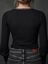 economico Bluse Floreali-Per donna Camicia Blusa Bottoni Floreale Vintage Elegante Classico Manica Lunga Scollo a V Top Regolari Quotidiano Ferie Uscire Nero Estate Primavera Autunno