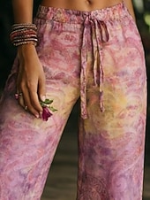 Χαμηλού Κόστους Μποέμ παντελόνια-Γυναικεία Πλατύ Πόδι Παντελόνια Διακοπές Μοντέρνα Μπόχο Πλήρες μήκος Μεσαία Μέση Γραφική Τσέπη Ελαστική μέση Στάμπα Άνετα Ικανότητα να αναπνέει Ανελαστικό Καθημερινά ΕΞΩΤΕΡΙΚΟΥ ΧΩΡΟΥ Διακοπές