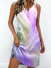 economico Arte &amp; Design Abiti-Per donna Mini Abito Vestito Estivo Abito a Tubino Abito Estivo Abito a spalle scoperte Vacanza Casual Quotidiano Ferie Uscire Vestibilità regolare Ombre Grafico Astratto Senza Maniche Scollo a V