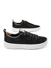 levne Pánské golfové boty-Pánské bílé golfové boty, čistý šněrovací design, lehká polstrovaná podrážka, klasický sportovní styl pro golfová hřiště a outdoorové nošení