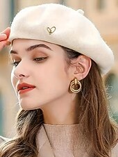 tanie Walentynki-damski beret w kształcie serca, wykonany z imitacji wełny, dostępny w wielu kolorach, idealny na prezent walentynkowy i do noszenia na co dzień