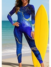 billiga One Pieces Rash Guards-Dam Normal Rash-guards Helkroppsutslagskydd Baddräkt Marmor med inbyggd BH Dragkedja fram UV Solskydd Fullständig Täckning UPF50+ Långärmad Heltäckande Badkläder Baddräkt Surfing Paddling Strand