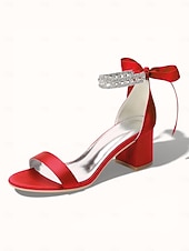 economico sposa-sandali da donna con tacco a blocco color argento, scarpe da sposa aperte con cinturino alla caviglia in cristallo per matrimoni in chiesa