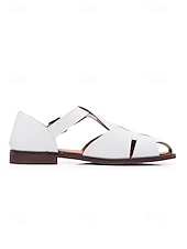 economico sandali-sandali da uomo in similpelle marrone con cinturini, design aperto traspirante, suola leggera e comoda, stile rilassato per matrimoni in spiaggia e occasioni estive
