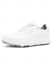 voordelige Heren Golf Schoenen-Witte golfschoenen voor heren zonder spikes, ademend bovenwerk, stabiele gripzool, minimalistische sportstijl voor golfbanen en casual gebruik.