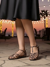 olcso Nők-női arany metálfényű ketreces szandál - elegáns lapos, pántos alkalmi cipők üdülői estékre, kényelmes T-pántos nyári szandálok nyaralási vacsorákhoz &amp;hajózási ruházat