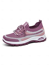 economico Sneakers da donna-scarpe da ginnastica da donna in maglia viola – scarpe da passeggio traspiranti e leggere con un design elegante per attività sportive e gite casual