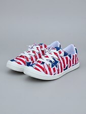  Scarpe in tela con laccetti rossi e blu per donna per il 250° Anniversario degli Stati Uniti – Sneakers casual patriottiche vintage per il Giorno dell'Indipendenza parate passeggiate in città viaggi