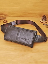 economico Borselli da uomo-Marsupio e tracolla da uomo in vera pelle, nero e caffè, marsupio multiuso per casual, viaggi, attività all'aperto, spostamenti quotidiani e stile di vita cittadino