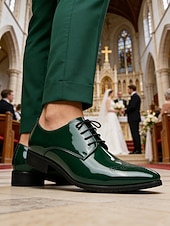 billige Derby-sko-Herresko i brogueskinn med vingetuppdesign, stilig bryllupssko, ideelt for forlovere og bryllupsgjester