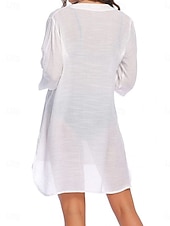 economico Abiti da spiaggia-Per donna Mini Abito Abito Bianco Abito da Spiaggia Abito nero Copricostume Elegante Moda Classico Quotidiano All'aperto Spiaggia Vestibilità comoda Semplice Mezza Manica Scollo a V Blu Nero Bianco