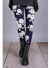  Women's Leggings Cozy Leggings Vacation Vintage Ethnic Style Full Length High Waist Floral Graphic Printing Comfort Comfortable Stretchy Casual Daily Vacation Deep Green Wine Navy Purple Spring Fall