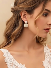 cheap Wedding Accessories-Women's Faux Pearl Square Drop Earrings, Elegant Geometric Statement Jewelry for Weddings, Evening Dinner Parties, and Formal Events, Classic Bridal Accessory Gift