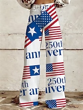  250° anniversario USA Retrò Vintage Anni '70 Pantaloni Pantaloni a gamba larga Hippie Disco Vita alta Costume Per donna Mascherata 4 Luglio Giorno dell'Indipendenza Adulti Pantaloni