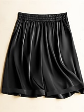 זול מכנסי ברמודה-בגדי ריקוד נשים מכנסי ברמודה חוצפני צ'ינו שורטים אלגנטית חופשה וינטאג' באורך מלא מותניים גבוהים צבע אחיד טלאים חגורה גמישה נוח נושם קשיח יומי בָּחוּץ חופשה שחור נייבי כהה קפה אפור קיץ אביב