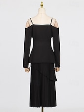 cheap Semi-formal / Cocktail-Two Piece A-Line Ankle Length Wedding Guest Dress Wedding Guest Dresses Elegant Daily Long Sleeve Spaghetti Strap Garden Party Wedding Guest with Strappy