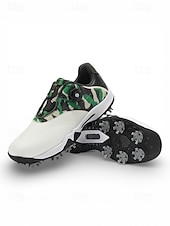 ieftine Încălțăminte de golf pentru bărbați-Adidași de golf pentru bărbați, albi și verzi, cu talpă cu crampoane, confortabili și rezistenți, perfecți pentru terenuri de golf și ieșiri active