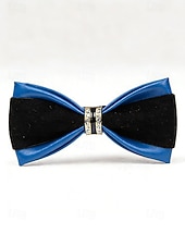 abordables Boda ACC-Pajarita de piel sintética para hombre: pajarita formal multicolor con detalle de diamantes de imitación, correa de cuello ajustable, estilo clásico y moderno para novios, bodas, San Valentín, fiestas y eventos formales.