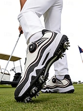 cheap Men's Golf Shoes-Men's Red and White Golf Shoes with Shock Absorption, Comfortable Footwear for Golf &amp; Active Lifestyles