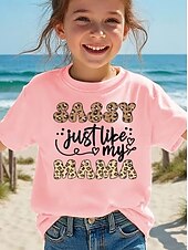 preiswerte Mädchens 3D verspielter Humor-Mädchen 3D Grafik Buchstabe T-Shirt Kurzarm 3D-Druck Sommer Frühling Sport Mode Streetwear Kinder 4-12 Jahre Rundhalsausschnitt Lässig Täglich Outdoor Normale Passform