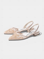 tanie Kobiety-damskie granatowe, siateczkowe, płaskie buty typu slingback, zdobione perłami, ze spiczastym noskiem, dla druhen na wesela w ogrodzie