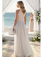  Из двух частей А-силуэт В пол Свадебное платье для гостей Маленькое белое платье Элегантный стиль Винтаж Маленькие белые платья Без рукавов Вырез под горло Свадьба с Кружева