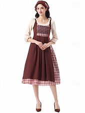  250e jubileum VS 19e eeuw jaren 1800 Prairiejurk Bonnet en schortset Lange Mouwen Pionier Meisje Koloniaal Pionier Onafhankelijkheidsoorlog Kostuum Dames Halloween Carnaval 4 juli Volwassenen Kleding