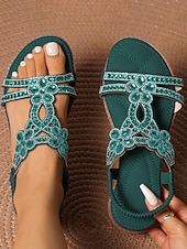 お買い得  花嫁-クリスタルのディテールが施されたシルバーの装飾が施された女性用フラットサンダル。ビーチでの結婚式に最適なエレガントなブライダルシューズ。