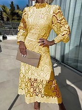 Χαμηλού Κόστους Λευκό φόρεμα-Γυναικεία Μίντι φόρεμα Φόρεμα σε γραμμή Α Καθημερινό Καθημερινά Κανονικό Σκέτο 3/4 Μήκος Μανικιού Ζιβάγκο Μαύρο Λευκό Κίτρινο Φούξια Άνοιξη Φθινόπωρο