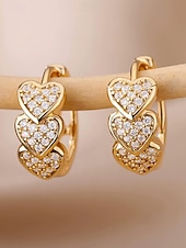 levne Valentýna-Dámské křišťálové náušnice ve tvaru srdce, pozlacená slitina, více barev, ideální na Valentýna, svatby i každodenní nošení