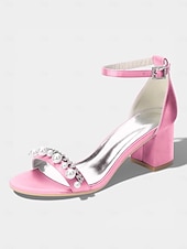 halpa Morsian-Naisten norsunluunväriset kristallipalikkakorkosandaalit, elegantit nilkkaremmillä varustetut hääkengät moderneihin kaupunkihäihin