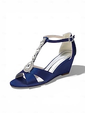 cheap Women-Women's Pink Satin Crystal Wedge Sandals – Elegant Dressy Style for Resort Evenings