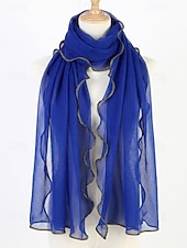 baratos Lenços Femininos-Lenço feminino leve em poliéster – várias cores, design macio e elegante, ideal para férias e uso casual no dia a dia.