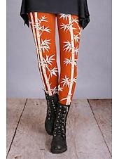 economico -Women's Leggings Cozy Leggings Vacation Vintage Ethnic Style Full Length High Waist Graphic Printing Comfort Comfortable Stretchy Casual Daily Vacation Deep Green Wine Navy Purple Spring Fall Slim Fit