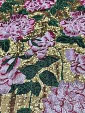 お買い得  ボールガウンイブニングドレス-Ａライン フロア丈 ビーズ刺繍 フォーマルドレス 花嫁の母のドレス イブニングドレス オーバースカート付きボールガウン フォーマルドレス エレガント きらびやかな 光沢タイプ ハーフスリーブ クルーネック 結婚式 フォーマル サテン スパンコール ととも​​に スリット