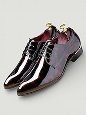 economico Scarpe Derby-scarpe eleganti oxford da uomo in vernice - rosse e nere, ideali per eventi formali e feste