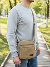 abordables Bolsos de hombre-Bolso bandolera de lona para hombre, varios colores, material duradero, ideal para salidas informales, viajes y uso diario.