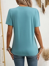 preiswerte Schicke Blusen-Damen Bluse Patchwork Einfach Stilvoll Modern Lässig Kurzarm Rundhalsausschnitt Normale Oberteile Täglich Ferien Ausgehen Wedgewood Schwarz Weiß Rosa Grün Sommer Frühling