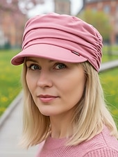 tanie Kapelusze damskie-damska czapka plisowana z poliestru – wiele kolorów, swobodny styl, idealna do noszenia na co dzień i w podróży