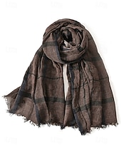 economico Cravatte e papillon da uomo-sciarpa a quadri in cotone e lino da uomo – vari colori, leggera e traspirante – perfetta per l'uso quotidiano casual