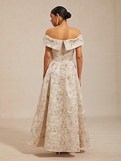  Femmes Robe maxi Robe à épaules dénudées Robe bustier Élégant Soirée Remise des Diplômes Coupe régulière Fleuri Sans manches Top épaules dénudées Champagne Été Printemps Automne