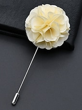 preiswerte Hochzeit ACC-Anstecknadel aus Polyester mit Blumenmuster für Herren, mehrfarbige Stoffblume, eleganter minimalistischer Stil für Trauzeugen, Hochzeiten, formelle Abendessen, Bankette und Abendveranstaltungen