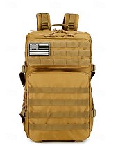 baratos Mochilas de Exterior-Mochila tática masculina camuflada em nylon, mochila militar de grande capacidade, bolsa multicolorida para atividades ao ar livre, como caminhadas, camping e viagens, com patch da bandeira americana.