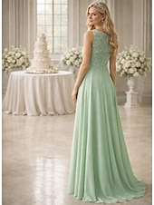 economico Set di abiti per la mamma-Due Pezzi Set di Abiti Lunghezza al pavimento Abito da invitata a nozze Abito da cerimonia per signora Senza Maniche Collo quadrato Elegante Semplice Formale Ospite di nozze Serata Formale Chiffon con