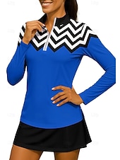 economico Camicia Donna-Per donna Geometrico Maglietta Maglietta sportiva Polo da golf Maglia da tennis Manica Lunga Cerniera Floreale UPF50+ Resistente ai Raggi UV Alta elasticità Traspirante Tennis Golf Pickleball Collo