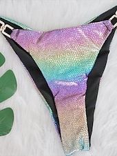 billige Bikinisett-Dame Badetøy Bikini 2 stk G-streng Badedrakt Tynn Åpen rygg Ferie Strand Klær Nyanse Grimehals Ermeløs Badedrakter
