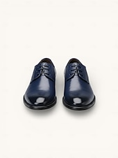 tanie Buty derby-męskie granatowe buty typu oxford ze sztucznej skóry – stylowy, sznurowany design do noszenia w pracy i na formalne okazje